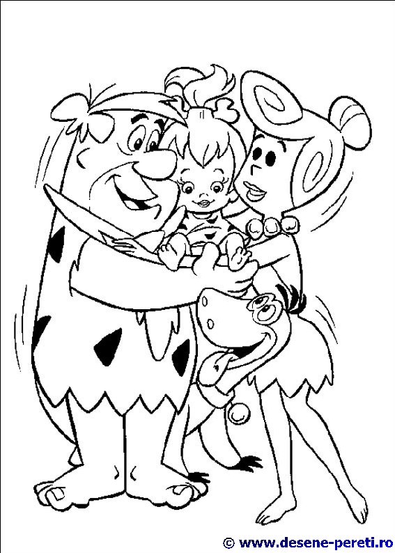 familia flintstones desene colorat